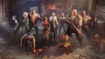 The LAmplighters League review: ten mismatched agents grouped together in an alleyway, each holding their weapon of choice.