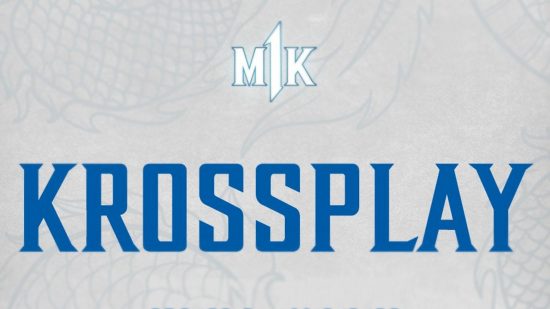 The words "MK1 Krossplay" in blue on a gray background. 