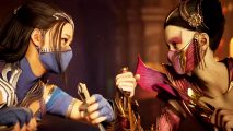 Mortal Kombat 1 crossplay: Two Mortal Kombat 1 fighters face off against each other in close combat, thanks to MK1 krossplay.