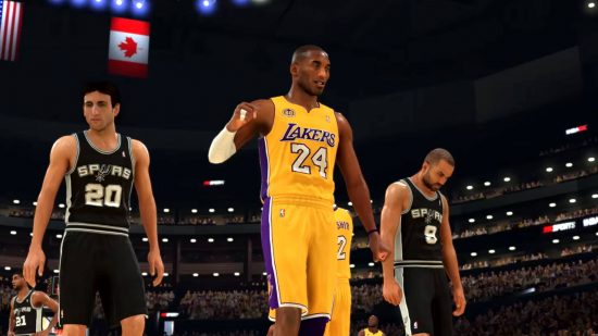NBA 2k24 codes: A tall basketball player in yellow and purple lakers strip
