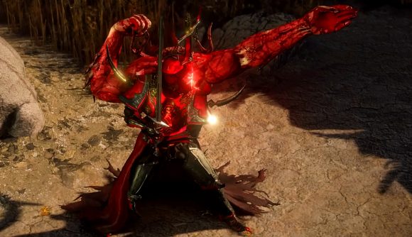 Path of Exile 3.22.1 patch notes and Mystery Box item drop rates - The new Demongraft arms flex on a player's back.