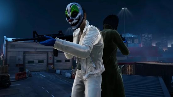 Payday 3 best settings - an image of pearl and joy standing back-to-back ready for combat 