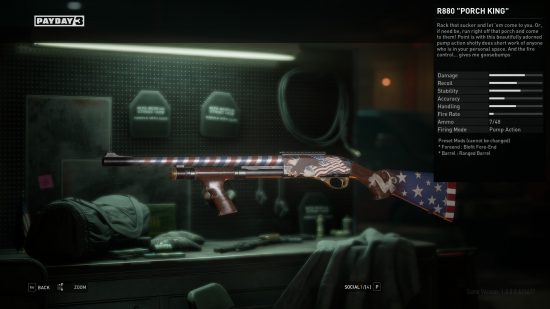The Porch King, one of the best Payday 3 weapons.