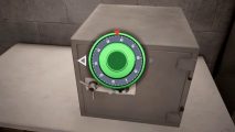 How to crack safes in Payday 3: A green dial shows over a small safe in Payday 3.