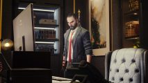 Payday 3 error codes: a man looking at his pc with anger in his eyes.