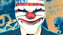 Payday 3 matchmaking partner: A bank robber in a clown mask from Starbreeze FPS game Payday 3
