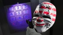 Payday 3 vault codes: An image of the keypad to enter a Payday 3 vault alongside a classic payday 3 mask.