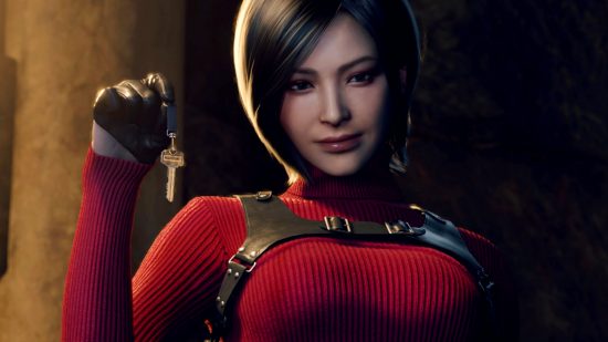 Resident Evil 4 Remake Separate Ways - Ada Wong holds up a key.