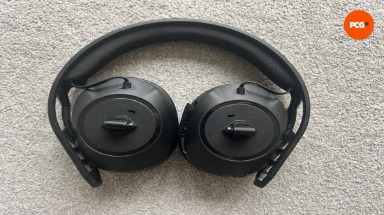 A photo of the RIG 600 Pro headset showcasing how the earcups pop out frmo the frame to readjust