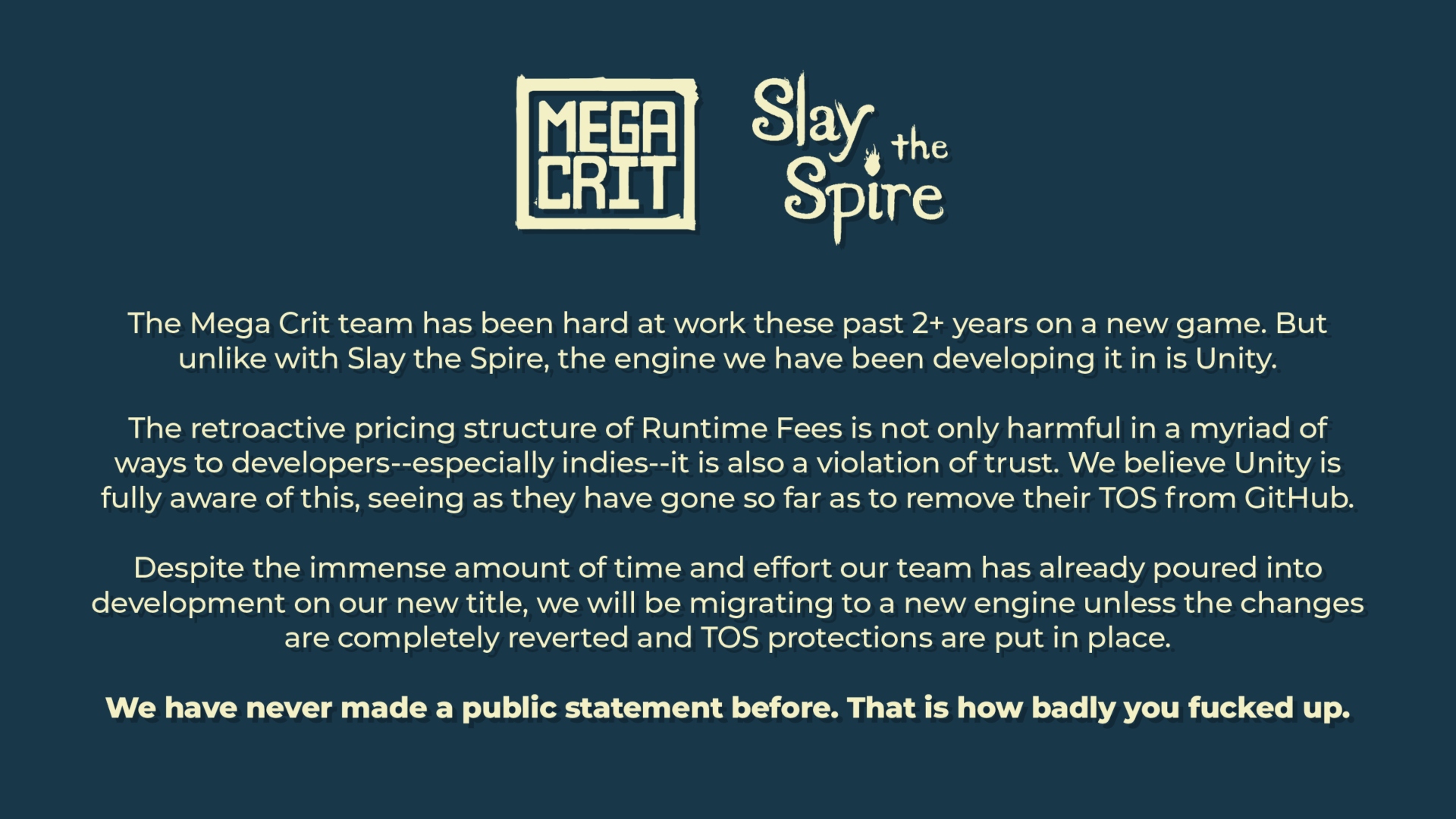 Slay the Spire Unity: A statement from Mega Crit, creator of roguelike deckbuilding game Slay the Spire