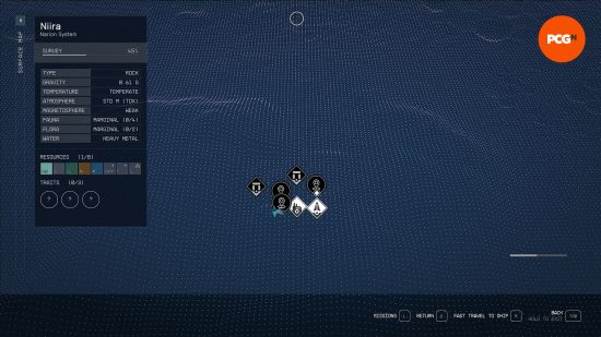 Starfield exploration planets: an in-game map