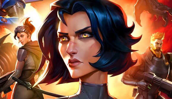 Stormgate dev Frost Giant wants it to be the Marvel of RTS games - Amara, a blue-haired woman, backed by several other characters.