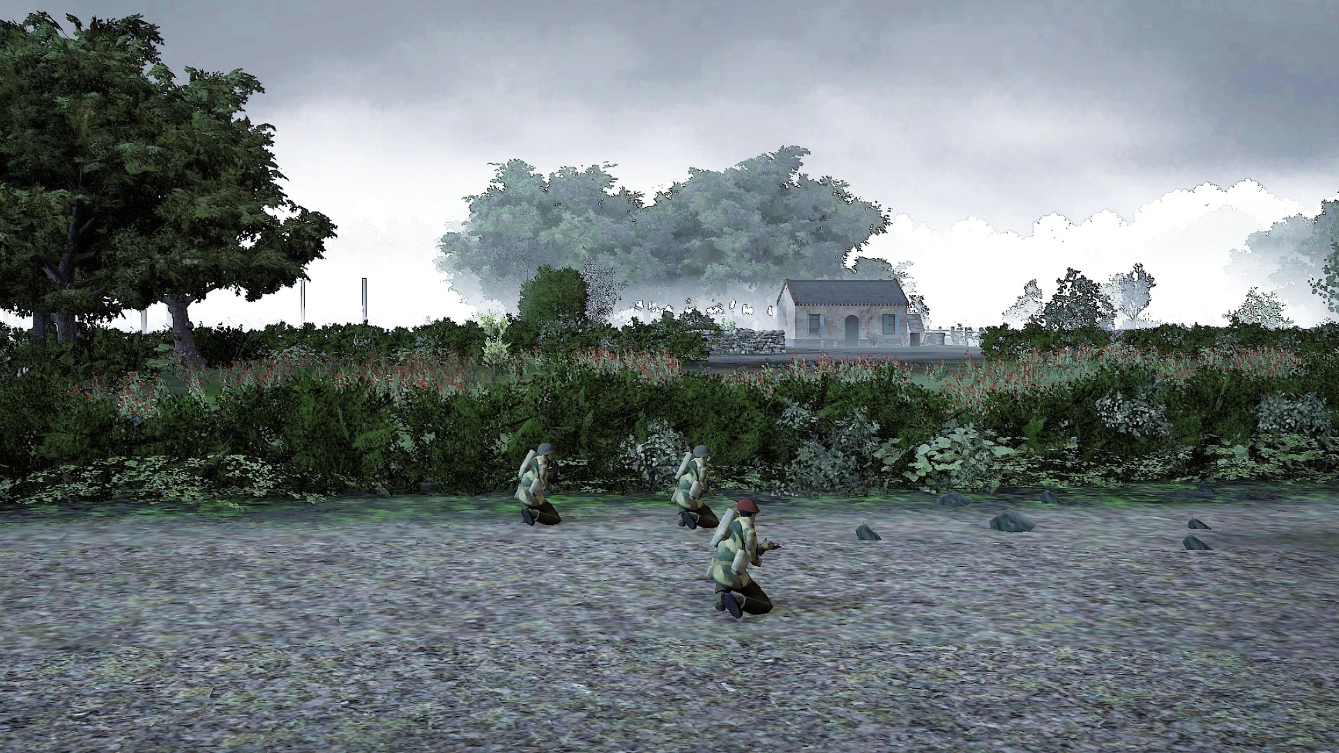 The Troop Steam download: A group of soldiers kneel in a field in WW2 strategy game The Troop