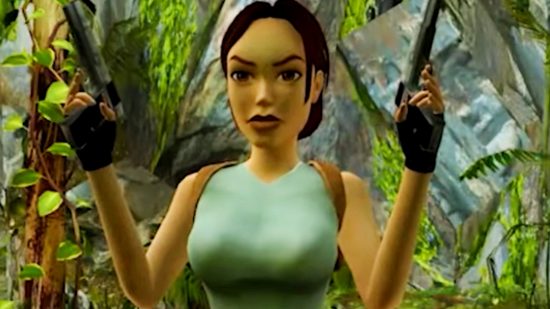Tomb Raider Remastered PC trilogy - Lara Croft in her iconic green top, standing in the jungle with handguns drawn.
