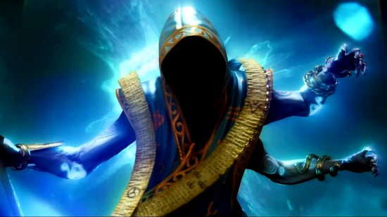 Total War Warhammer 3 known issues and bugs - The Changeling of Tzeentch, a mysterious figure with four arms, face hidden by a hood.