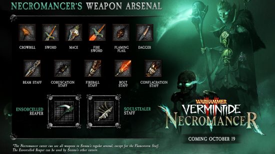 Warhammer Vermintide 2 weapons - List of the weapons compatible with the new Sienna career, including new additions the Ensorcelled Reaper and Soulstealer Staff.