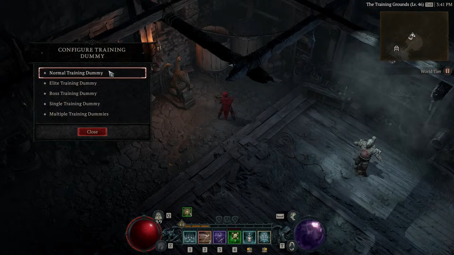 Diablo 4 training dummy types screenshot from in-game
