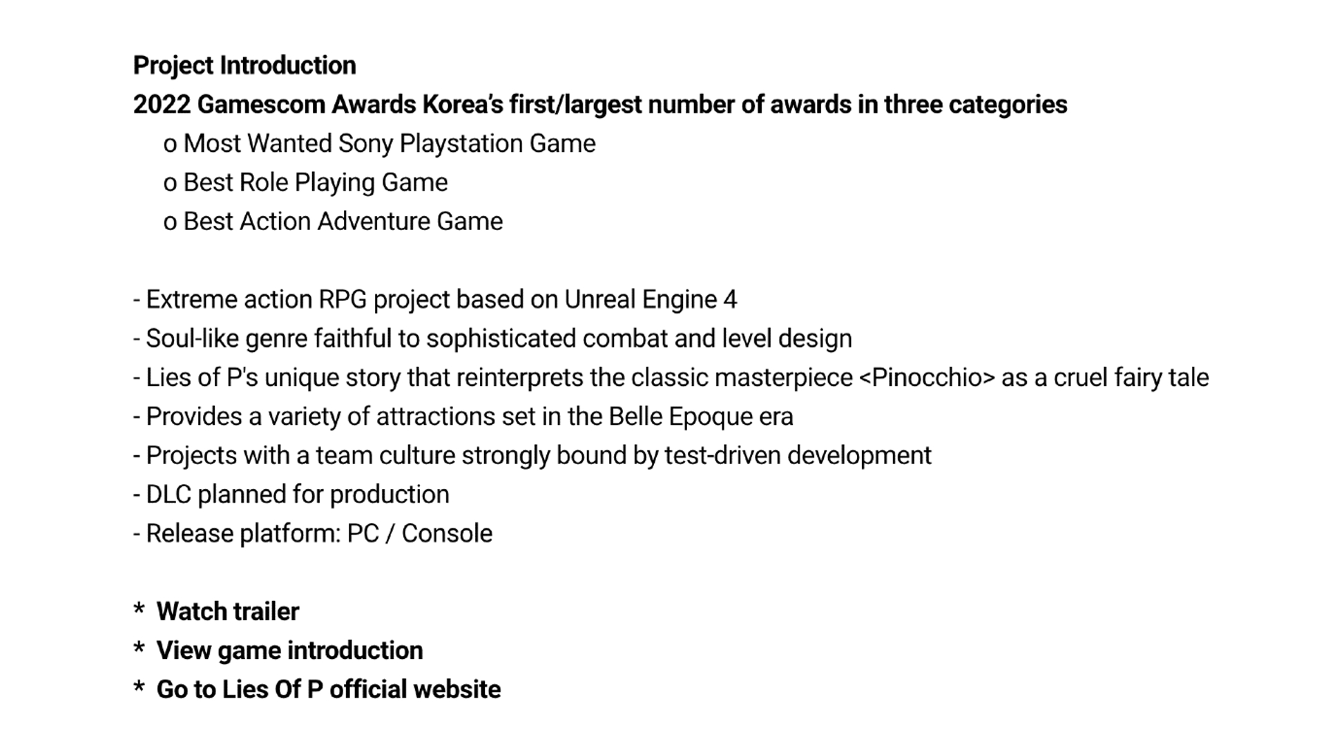 Stellenanzeige von Neowiz Games mit Einzelheiten zum geplanten Lies of P DLC
