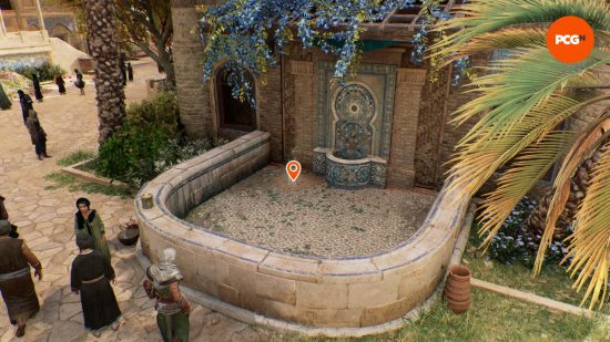 AC Mirage enigmas: a small mound of buried treasure location inside a fountain.
