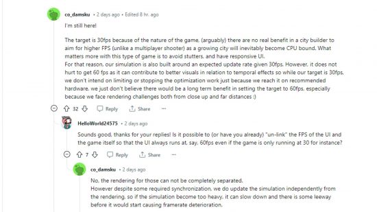 Cities Skylines 2 fps comment