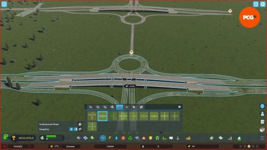 The Cities Skylines 2 highways now have intersections. Here are two intersections linked together by a dual lane.
