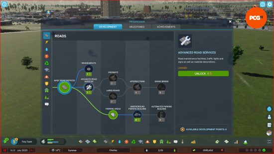 The Cities Skylines 2 highways are unlocked via the upgrades menu as shown here.