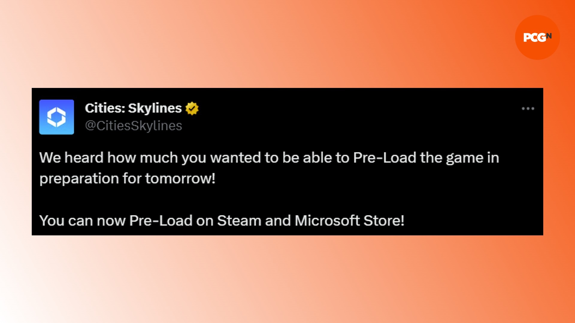 Cities Skylines 2 Steam preload: A tweet from Cities Skylines 2 creators Paradox and Colossal Order