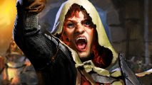 Dark and Darker hotfix 16 patch notes October 7 2023 - A red-headed figure in a white hood yells.