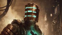 Dead Space game pass: a man in metal space armor with a blue glowing visor