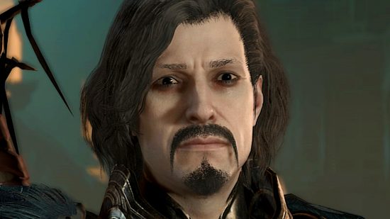 Diablo 4 Season 2 Vampiric Powers look strong - A black-haired, pale-faced man with a goatee and thin, long moustache.