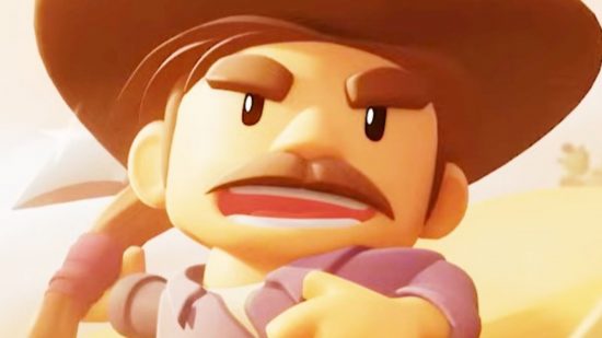 Don't Die In The West Steam: A cartoon cowboy with a Stetson in Steam building game Don't Die In The West