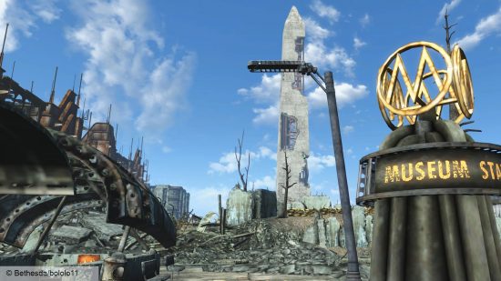 Fallout 4 New Vegas map: the Washington monument in a war torn environment