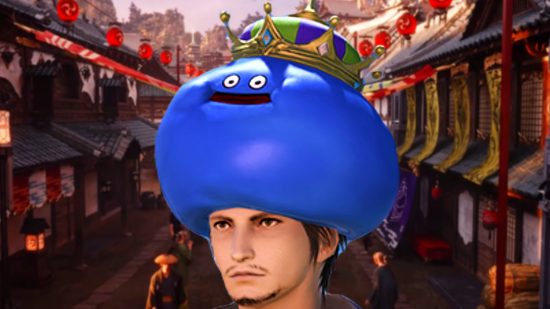 FFXIV limited-time events can return if you ask - A Warrior of Light wearing the Slime Crown that was available during the Dragon Quest X collaboration event.