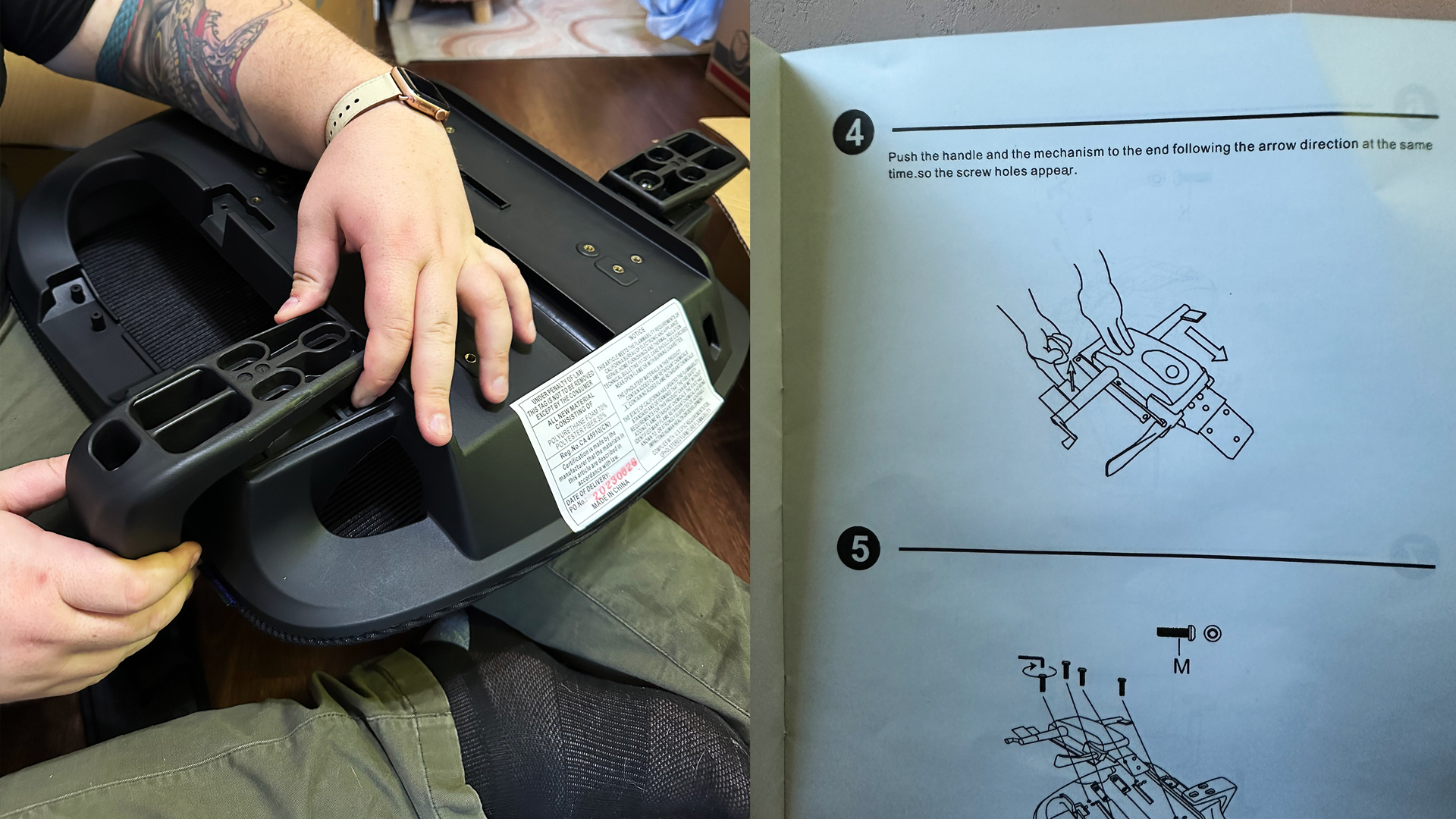 The paper instruction guide for the FlexiSpot C7 office chair