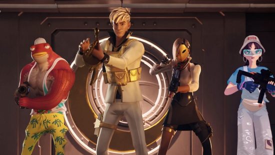 Is Fortnite shutting down? A screen with four characters depicts the game's heists feature