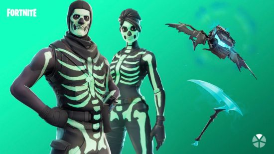 The best Fortnite skins - Skull Trooper skins on green background