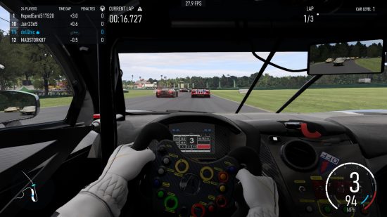 Forza Motorsport in-game screenshot showcasing poor frames per second