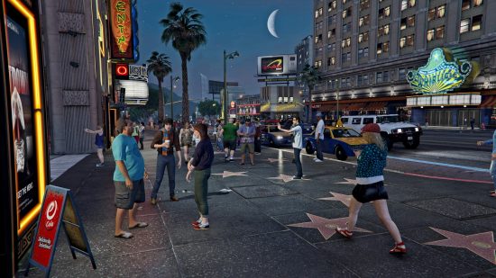 GTA 6 Steam: a crowded street at dusk.