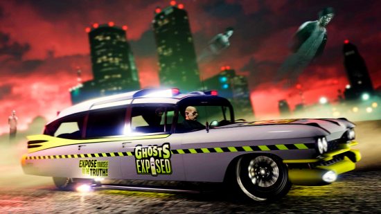 GTA Online weekly update - The Albany Brigham in its 'Ghosts Exposed' livery themed after the Ghostbusters' Ecto-1.