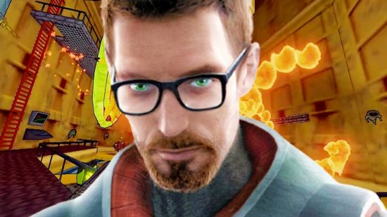 Half-Life mod: A scientist with glasses, Gordon Freeman in Valve FPS game Half-Life