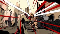 Hellboy Web of Wyrd review: Hellboy standing with his fists raised as a living statue attacks him.
