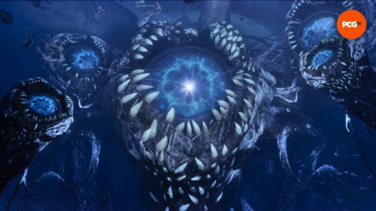 A whole bunch of creepy eyes with teeth, who will see during the Umbral Lords of the Fallen endings.