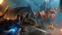 Lords of the Fallen player count: a knight fighting a three-headed dragon