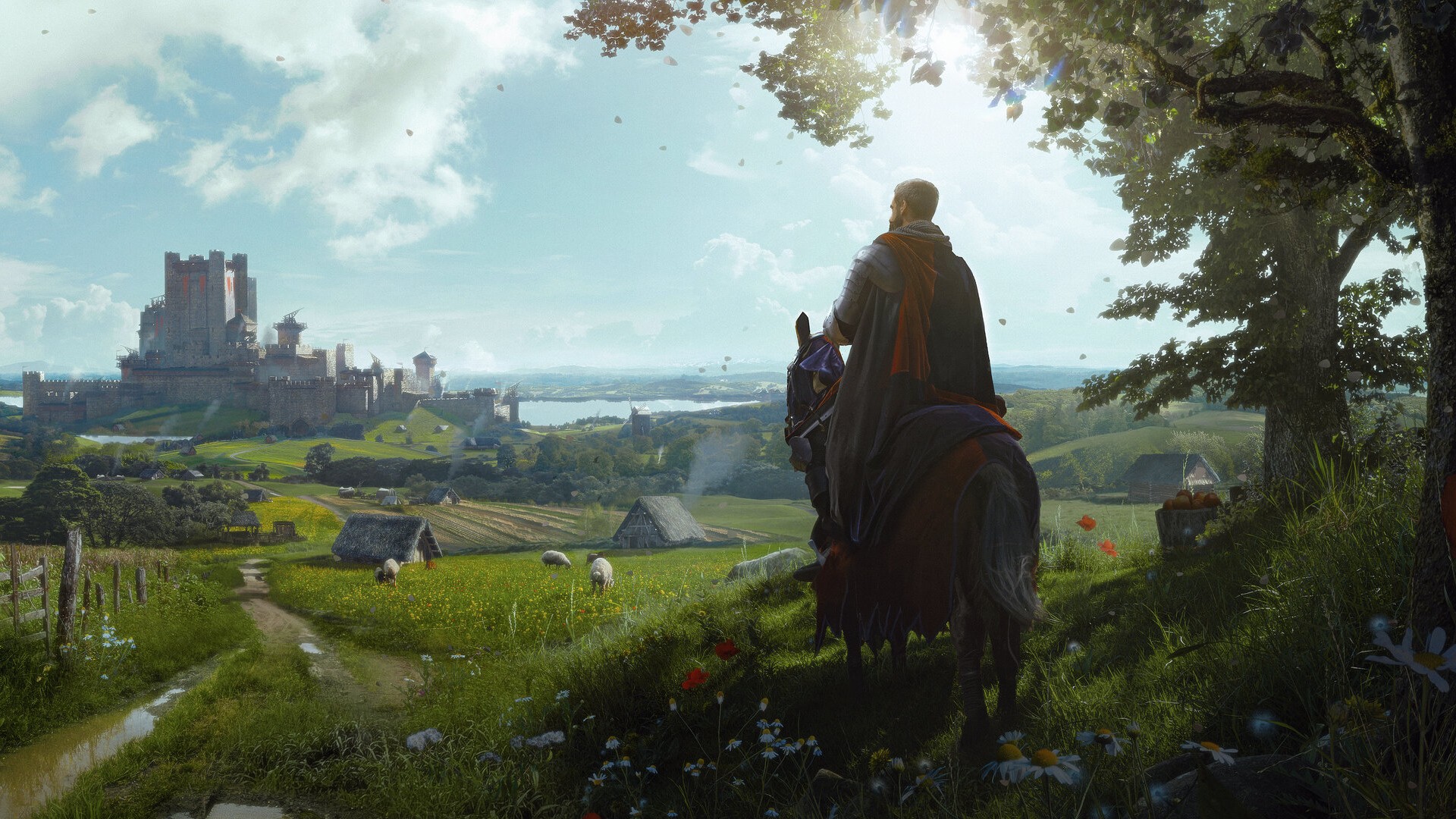 Manor Lords Steam Early Access Date: A villager on horseback in Steam strategy game Manor Lords