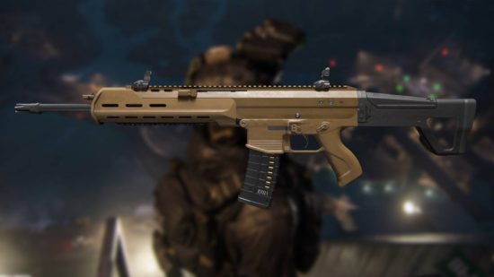 Modern Warfare 3 MCW assault rifle on top of a blurred background