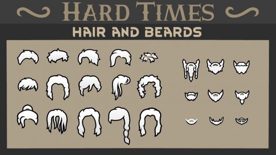 Rimworld mods: a drawn selection of beard and hairstyles.