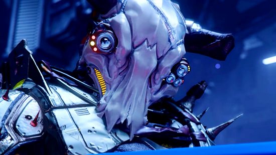 Star Citizen alpha 3.21 update - A person wearing a space helmet modeled after a cow skull.