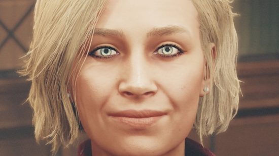 Starfield bugs: A smiling blond woman, Sarah Morgan from Bethesda RPG game Starfield