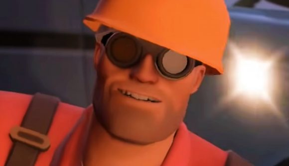 Team Fortress 2 update from Valve - The Engineer, a wide-jawed man with a bright orange safety hat.