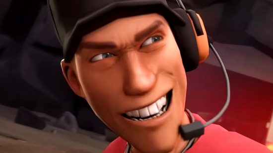 Team Fortress 2 update - The Scout smiles, his teeth glimmering brightly.